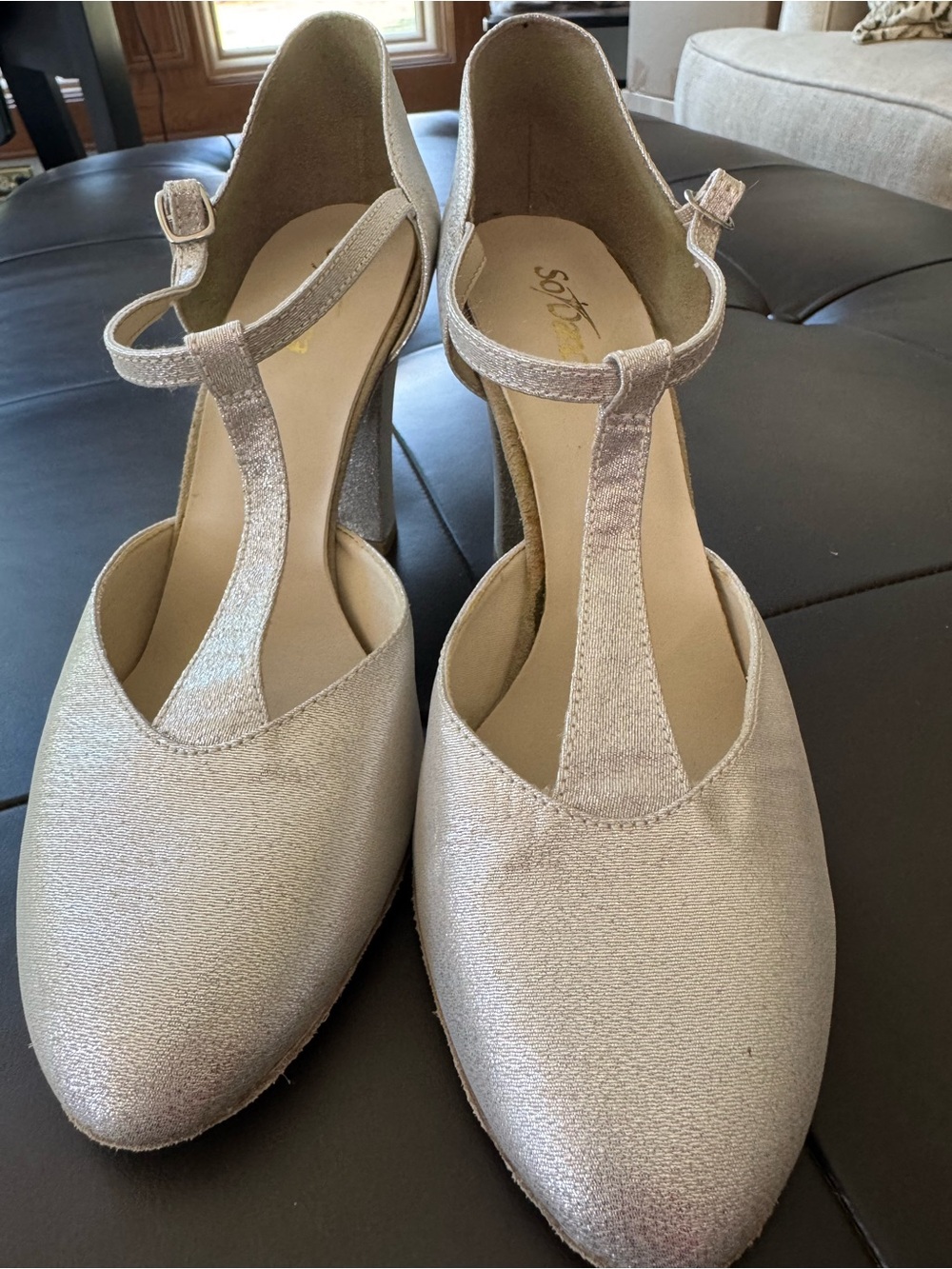 So Danca Silver T-Strap Women's Character Shoes